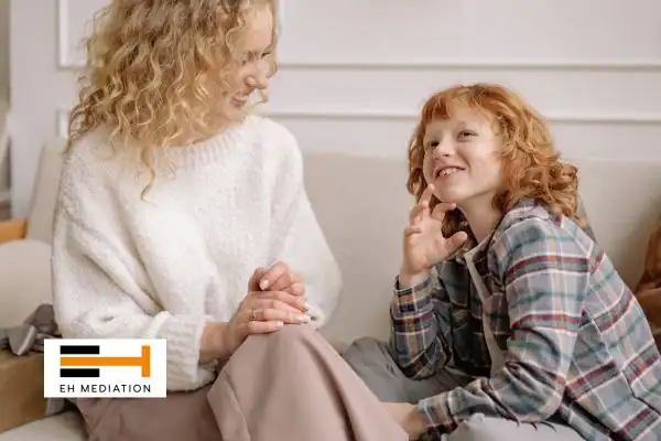 Happy mother and child after sorting child arrangements mediation Gainsborough
